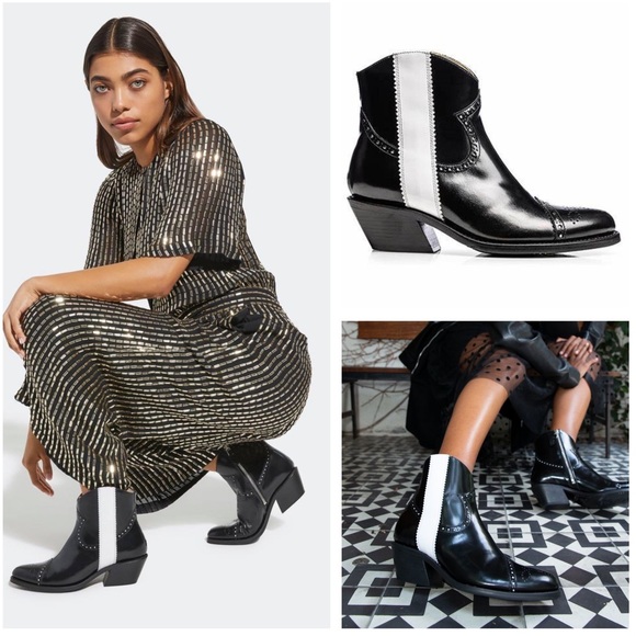 Black and White Ankle Boots - Picture 1 of 14